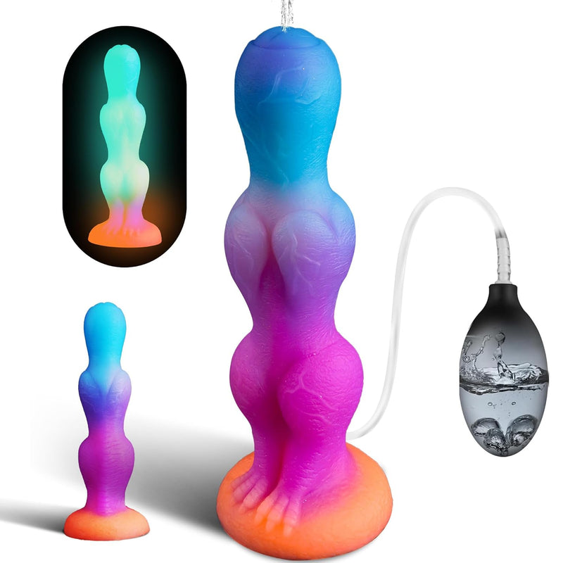 8.1" Knot Dildo Dog Ejaculating Dildo Monster Fantasy Dildo, Squirting Horse Dildo Silicone Animal Dildo With 2 Knots, Luminous Wolf Dildo Huge Dragon Dildo, Soft Anal Dildo Adult Toys For Women Men