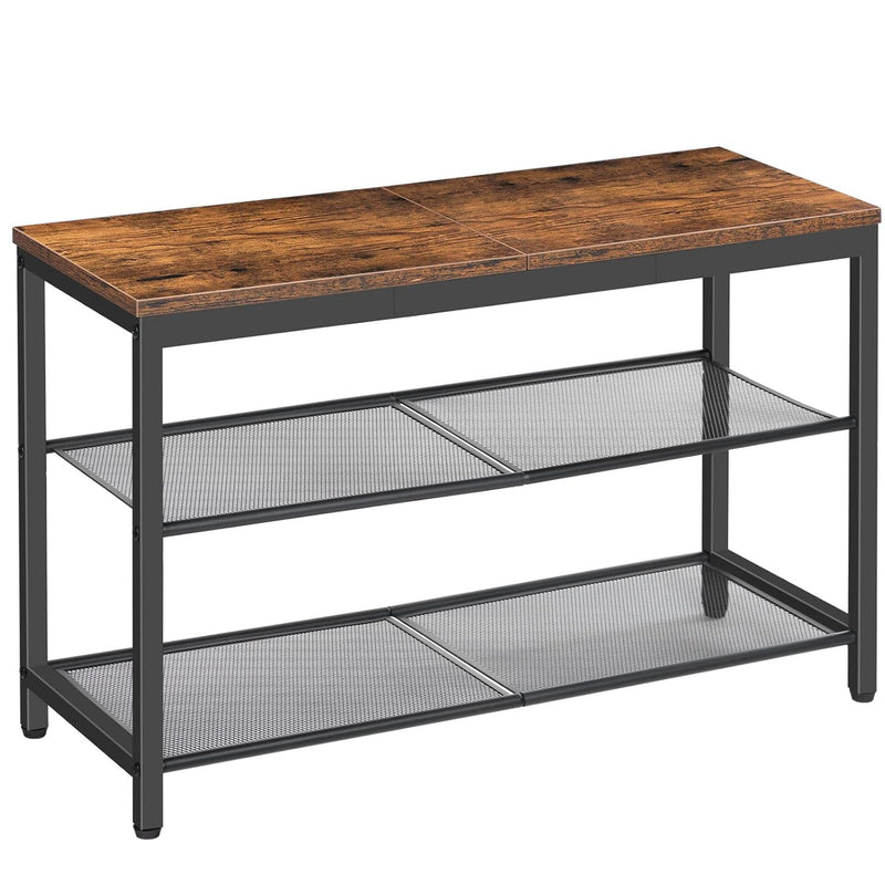 Shoe Bench, 3-Tier Shoe Rack, Industrial Shoe Organizer Storage Bench, 29.5 In