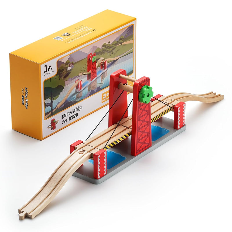 SainSmart Jr. Wooden Train Set Accessories, Lifting Bridge Set, Compatible