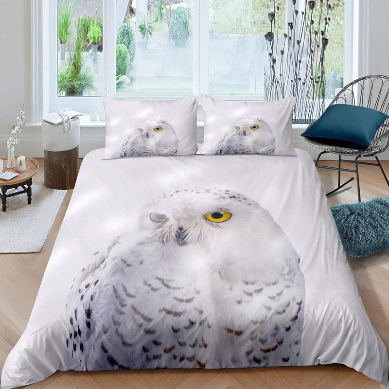 Owl Duvet Cover Bird Decor Bedding Set 3D Animal Printed Comforter Cover For B