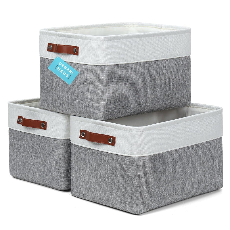 Large Fabric Storage Baskets For Shelves 3 Pack | 15X11In Closet Storage Bins Fo