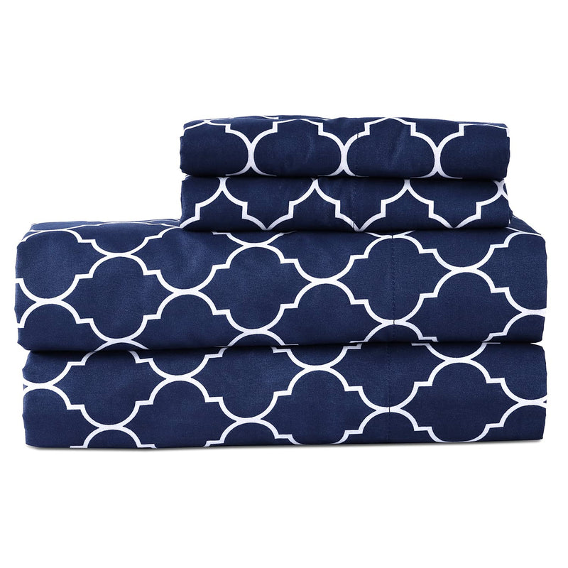 Blc Twin Quatrefoil Sheet Set, Super Soft Brushed Microfiber 1800 Thread Count