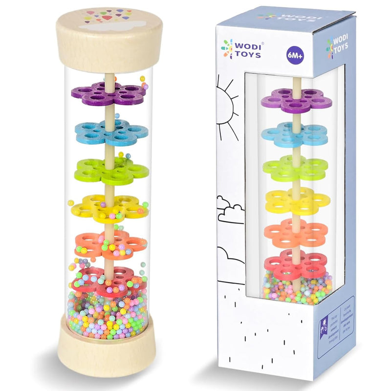 Rain Stick, 7.7” Wooden Rainmaker Montessori Toys For Baby 0 3 6 12 Months,