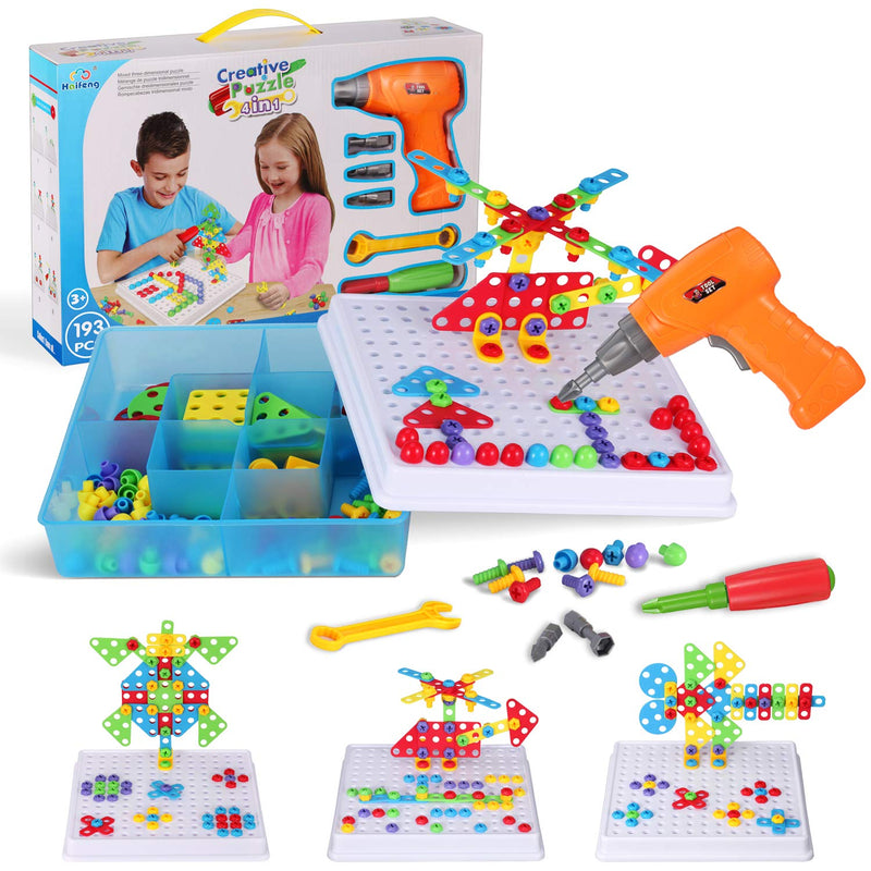 Creative Mosaic Drill Set For Kids, Stem Toys For 3+ Year Old, Electric Drill