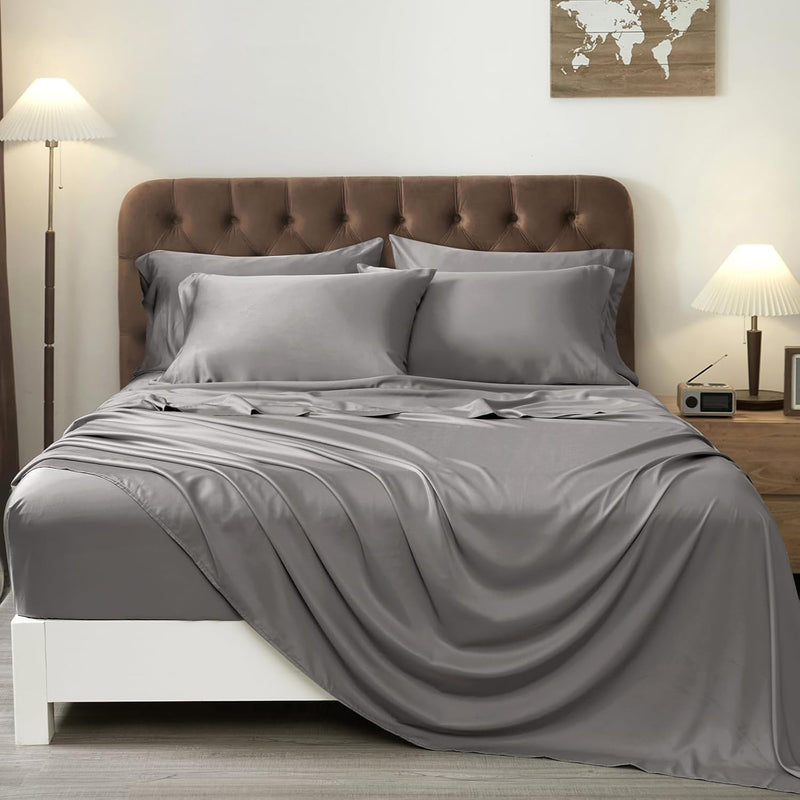 100% Viscose Made From Bamboo Sheets King Size, 6 Piece Wider Elastic Band Coo