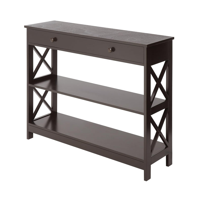 Oxford 1 Drawer Console Table With Shelves, Espresso