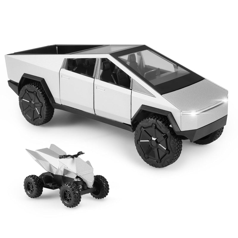 Toy Trucks 1/24 Diecast Cars Cybertruck Sliver Metal Toy Cars Cybertruck Mo