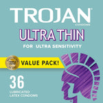 Ultra Thin Condoms 36 Count Value Pack And Lube Life Water-Based Personal Lubricant 8 Fl Oz