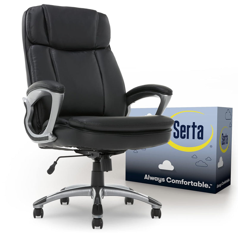 43675 Faux Leather Big & Tall Executive Chair, Black