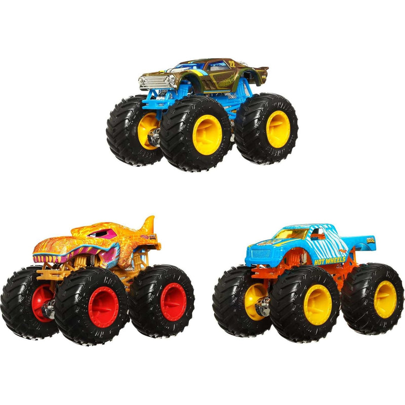 Hot Wheels Monster Trucks 1:64 Color Shifters, 3-Pack of Toy Trucks That Ch