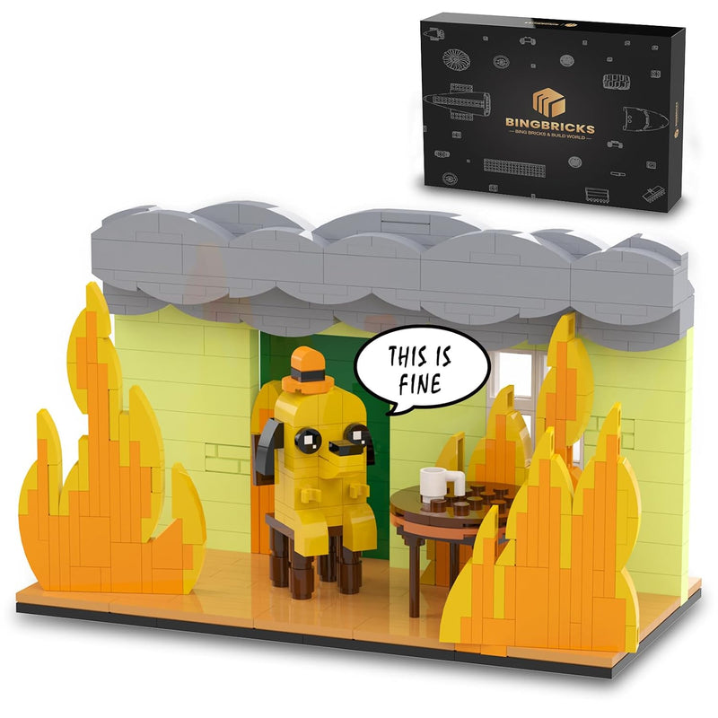 This Is Fine Dog Building Blocks, Funny Internet Meme Dog Compatible With L