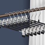 Pants Hangers with Clips 20 Pack Adjustable Skirt Hangers for Women Non-slip Trousers Hanger for Jeans Clothes Hangers for Pants Heavy Duty Space Saving Shorts Hangers,Black,12Inch