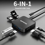 6 In 1 Adapter With 4K 30Hz Hdmi, 100W Pd, 3 Usb A 3.0, 1 Usb C For Macbook Pro/Air, Hub Multiport Adapter, Type C Hub For Laptops And Other Usb C Devices, Lighter Dongle