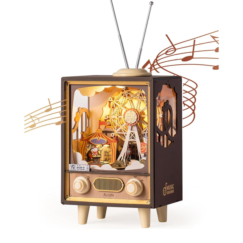 Rolife 3D Wooden Puzzles for Adults DIY Book Nook Kit 16" Ferris Wheel Musi