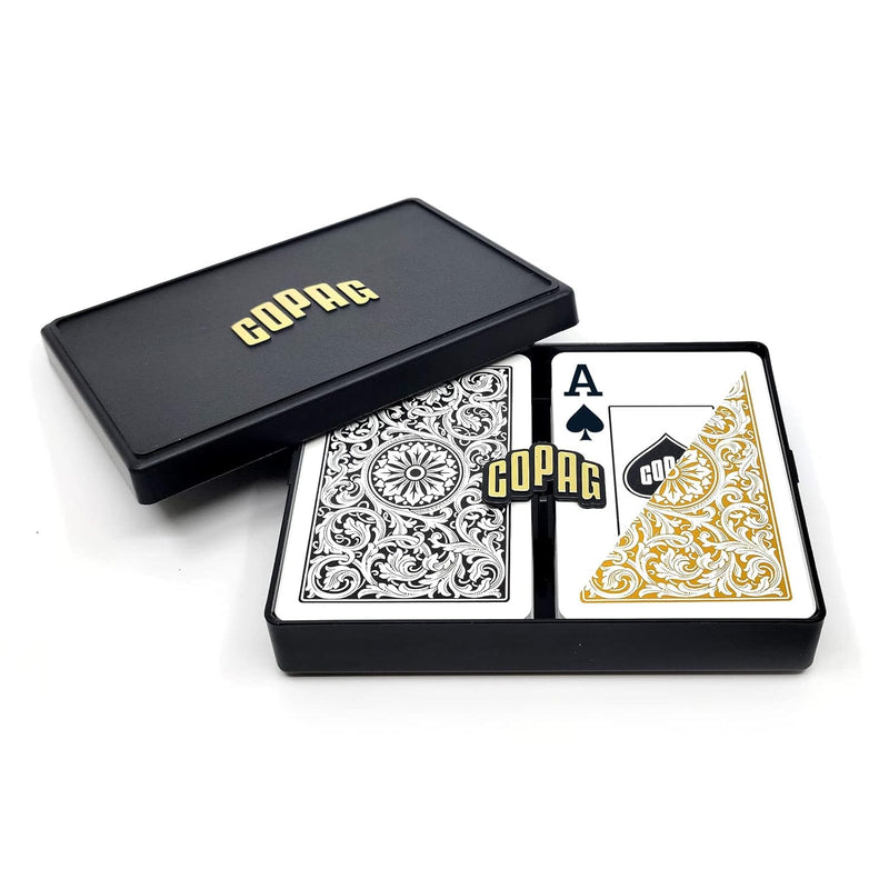Copag 1546 Design 100% Plastic Playing Cards, Bridge Size (Narrow) Black/Go