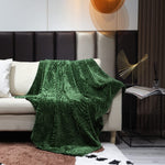 Super Soft Flannel Fleece Throw Blanket, Lightweight Cozy Warm Leaves Textured Plush Blanket For Bed Couch Sofa, 50 × 60 Inches, Olive Green