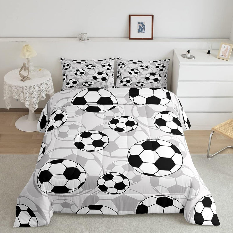 Football Comforter Set Soccer Ball Sports Pattern Bedding Bed Set For Kids Boy