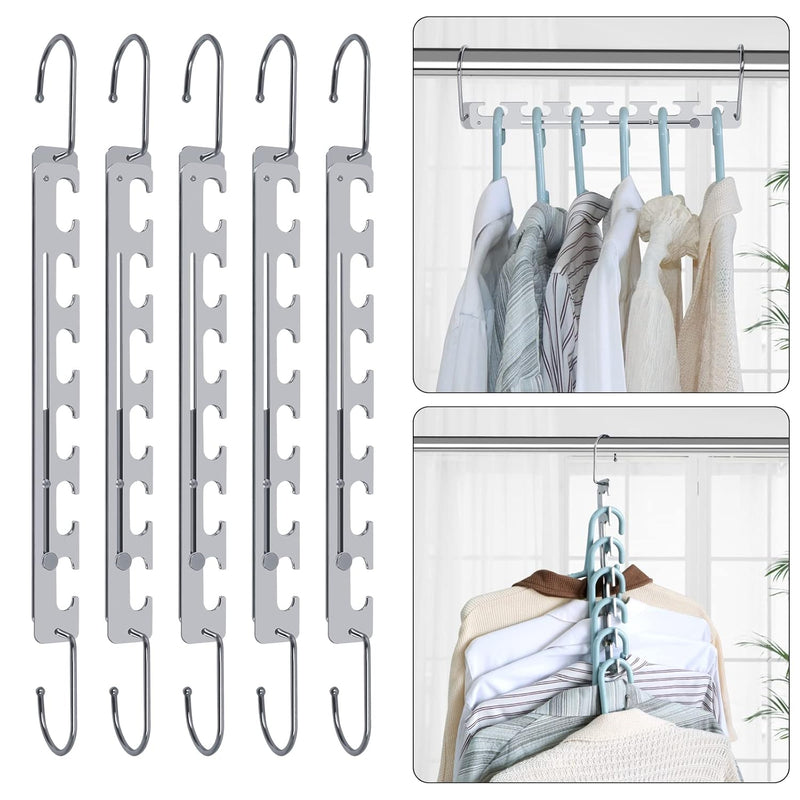 Space Saving Hangers Telescopic, 6 Holes Clothes Hangers Adjustment To 9 Holes,