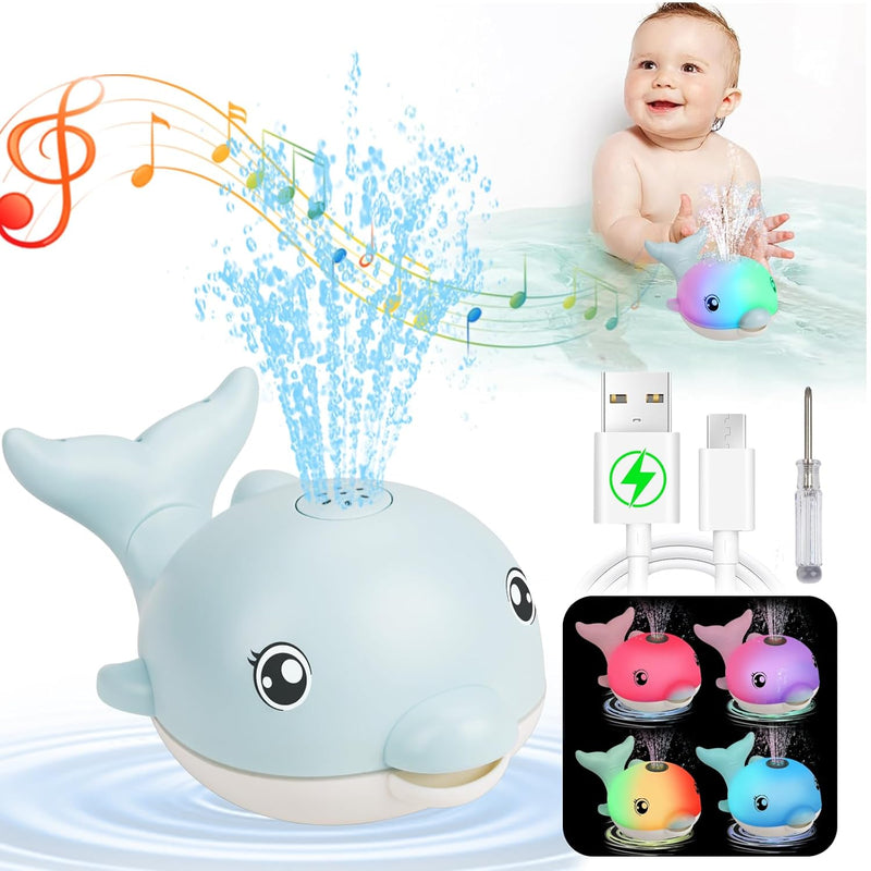 2024 Upgraded Bath Toys, Rechargeable Baby Bath Toys, Dolphin Spray Water L