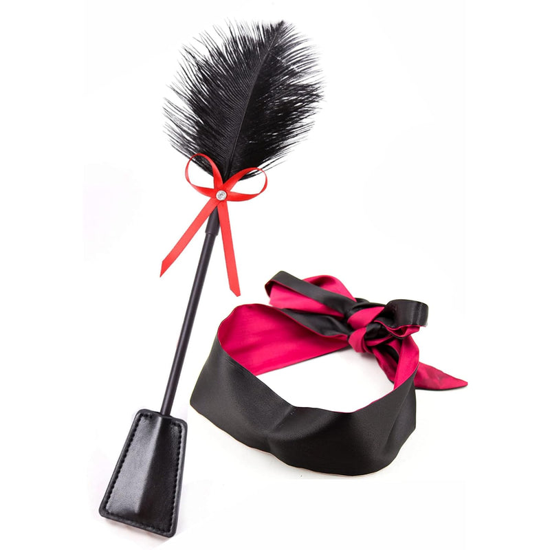 Sex Feather Tickler Bdsm Adult Faux Feather Luxury Silk And Satin Blindfold And Handcuffs Set Sensory Play Kit For Couples