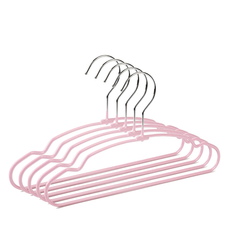 Pink Pvc Coated Kids Baby Hanger, Metal Hangers For Clothes Shirt Suit Coat (20,