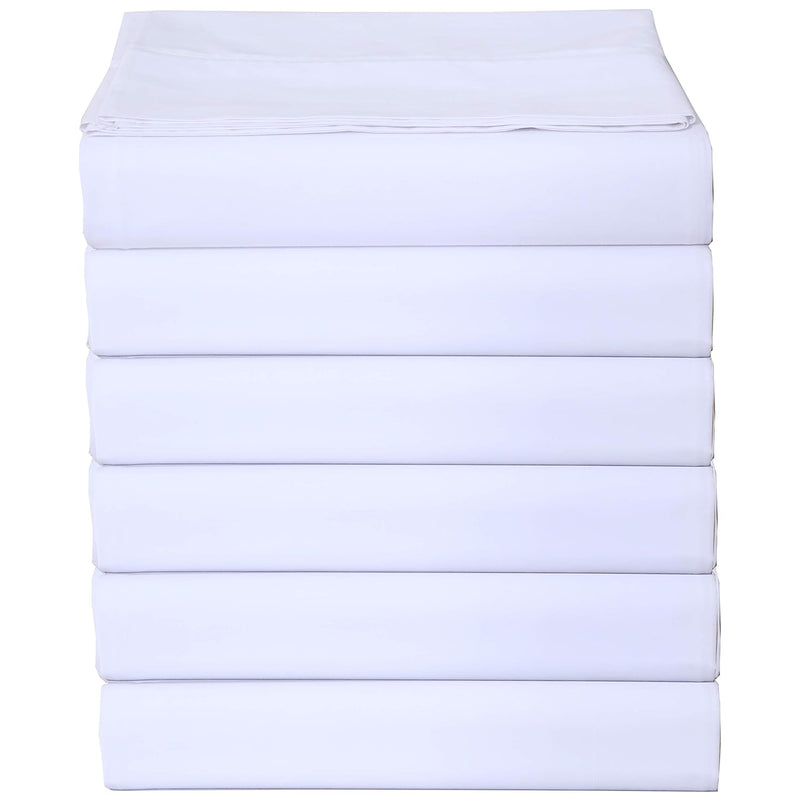 Flat Sheet- 6 Pack - Brushed Microfiber Top Sheet Only- Breathable Bedding She