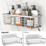 Shower Caddy 3 Pack-Shower Bathroom Shelves Rack,Rustproof Wall Mounted SUS304 Stainless Steel-No Drilling,Adhesive Shower Shelf Suction Cup Shower Basket Organizer-Silver