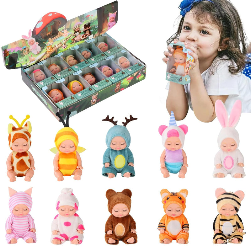 10 Pcs 4 Inch Mini Reborn Baby Dolls Set Cute Small Baby Doll With Handmade