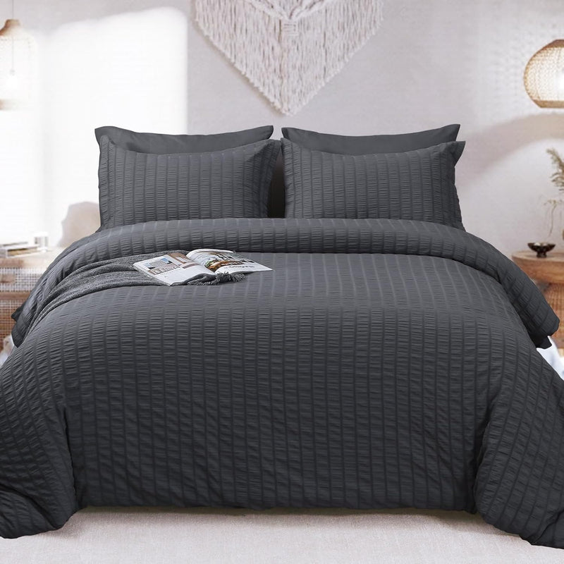 Queen Comforter Set Seersucker 7 Pieces, All Season Luxury Bed In A Bag For Be