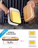 Butter Dish with Lid,Butter Dish for Countertop Metal Butter Keeper with Stainless Steel Multipurpose Butter Knife,Large Butter Container with Silicone Home Decor Kitchen Gift White