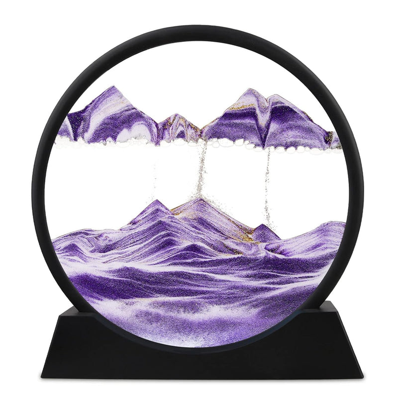 12 Inch Purple Moving Sand Art Picture, 3D Flowing Sand Desk & Table Decor