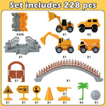 220-Piece Construction Race Track Set with Electric Cars for Kids Ages 3-7