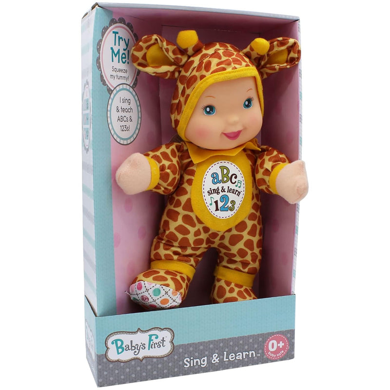 First Sing & Learn 11' Doll, Elephant, Sings Abcs & 123S, Machine Washable,