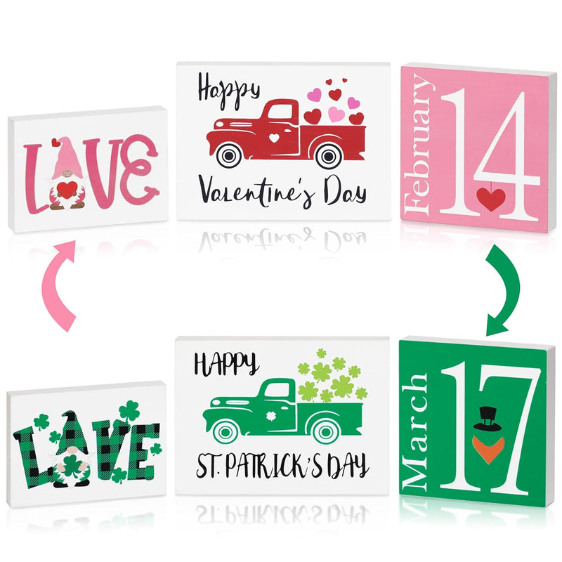Valentine’S Day Wood Block Reversible Tiered Tray Decor, Farmhouse St. Patrick