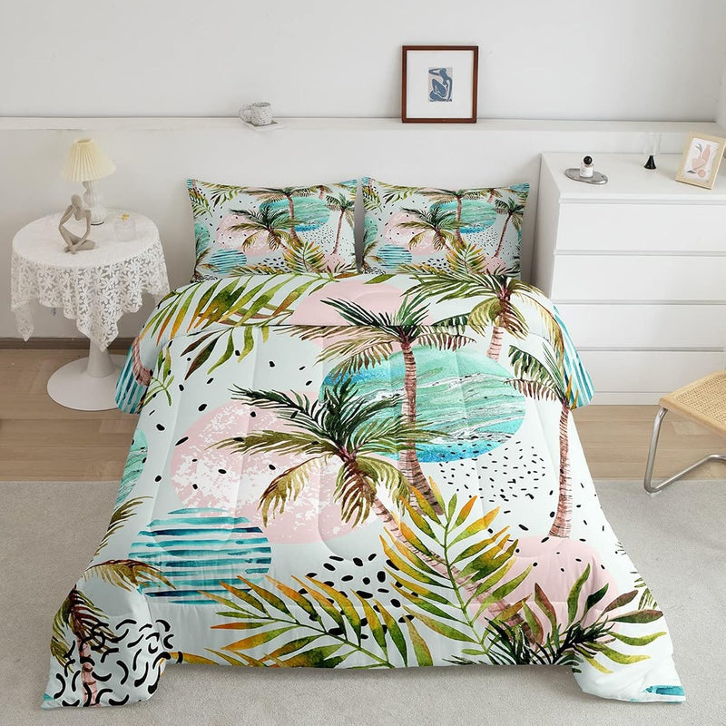 Tropical Comforter Set Twin Size Palm Tree Bedding Set 2Pcs For Kids Boys Teen