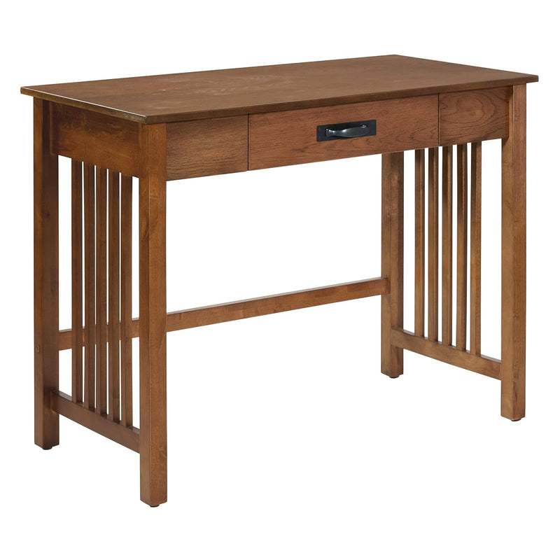 Sierra Writing Desk With Pull-Out Drawer And Mission Style Side Panels, Ash Br