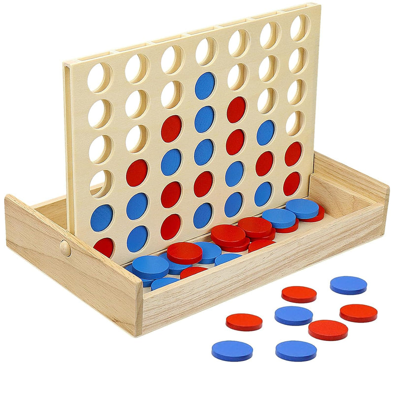 Wooden 4 In A Row Game, Kids Board Games For Kids 5 6 8 10 12 Year Olds, Trave