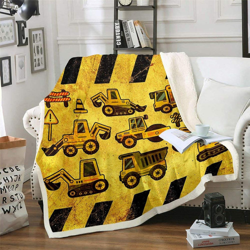 Excavators Flannel Blanket Equipment Trucks Sherpa Blanket Construction Tracto