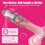 Penis Sleeve, Vibrating Penis Extender Sleeve & Monster Cock Sleeve With 10-Speed Vibrating, Cock Ring, Juguetes Sexuales - Penis Vibrator, And Cock Sleeve For Men | Sex Toys (Clear)