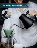 Professional Gooseneck Kettles, 0.9L/30oz, 0.65mm Ultra-Fine Spout, Precise Water Flow Control, 304 Stainless Steel Inner, Auto Shut-Off, Boil Dry Protection, Matte Black
