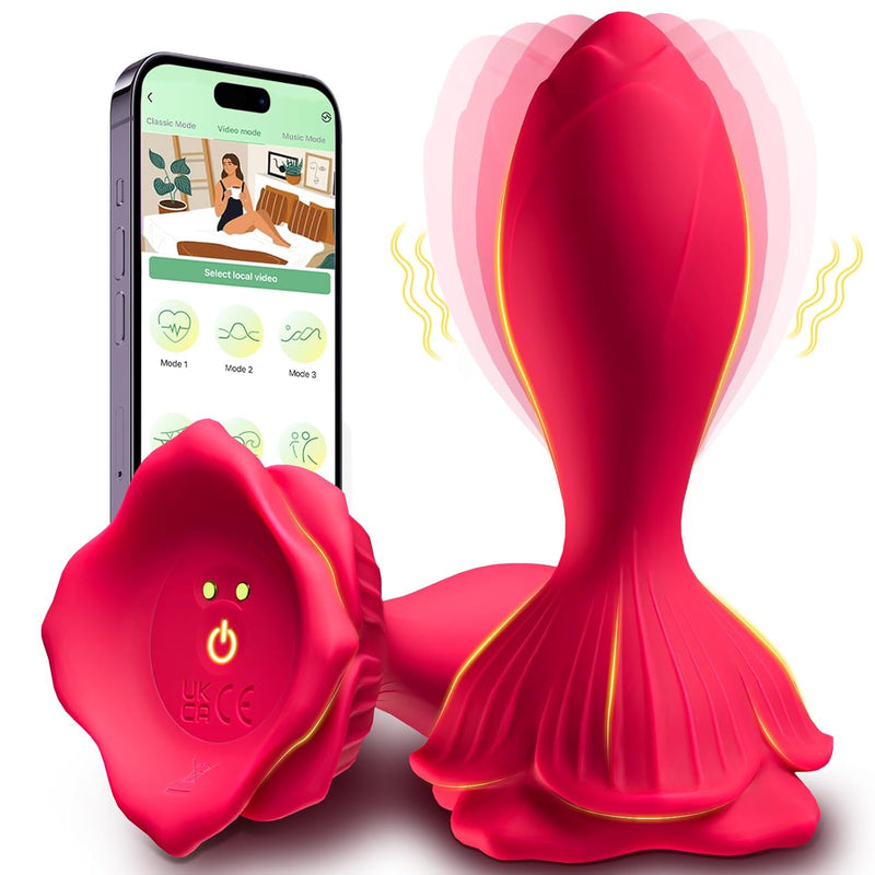 Anal Plug Sex Toys Vibrator - Vibrating Rose Butt Plug App Remote Control Vibrators With 9 Modes Waterproof Silicone Prostate Massager,Adult Sex Toy For Men Couples & Beginner