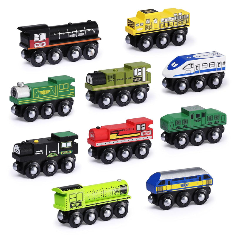 SainSmart Jr. Wooden Train Set Accessories, Magnetic Toy Car Set (10 PCS),