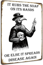 Wash Your Hand Plague Doctor Gothic Decor Wall Decor Guest Wall Decor Art Tin Sign In The Bathroom Bedroom 8 X 12 Inch