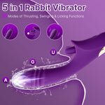 Rabbit Vibrator For Women, 5-In-1 Dual Stimulator With 10 Vibration & 10 Licking Modes, One-Touch Climax, Ipx6 Waterproof,Usb Rechargeable Adult Personal Massager For G-Spot & Clitoral Pleasurea