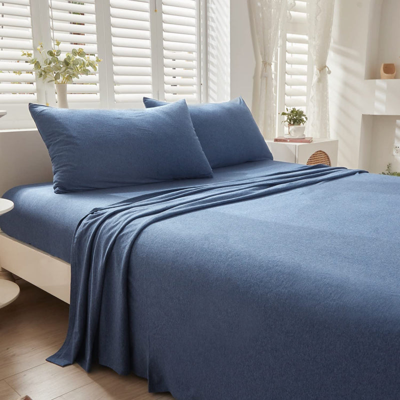 100% Jersey Knit Cotton Bed Sheet Ultra Soft T-Shirt Feel Bedding Sheet 1 Piec