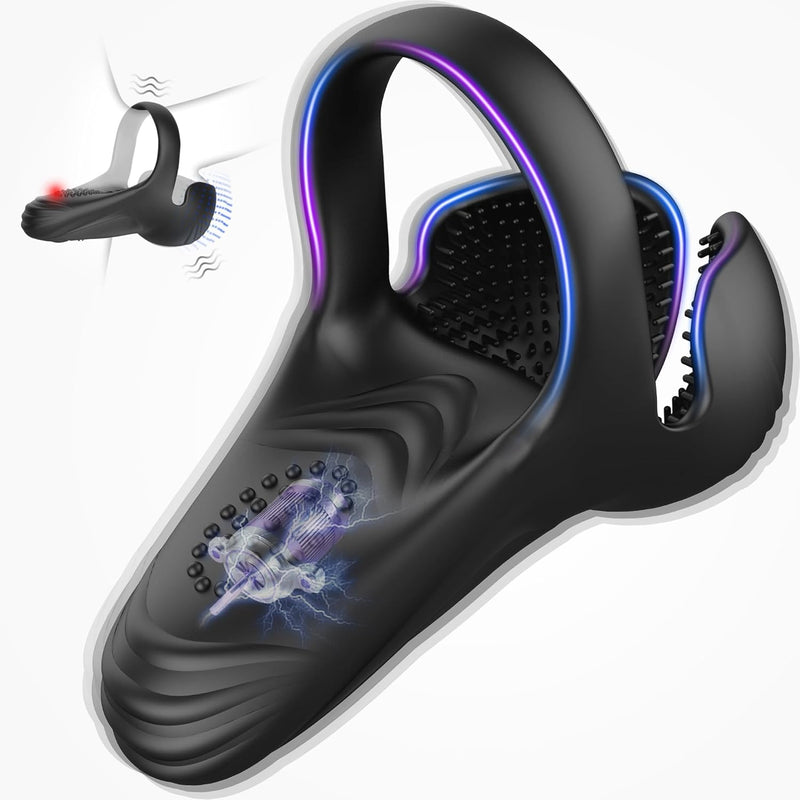 Vibrating Penis Ring, Adjustable Silicone Cock Rings Vibrator With 10 Intense Vibration Modes For Longer & Stronger Erection Male Sex Toys For Men, Vibrating Cock Ring Adult Sex Toys & Games