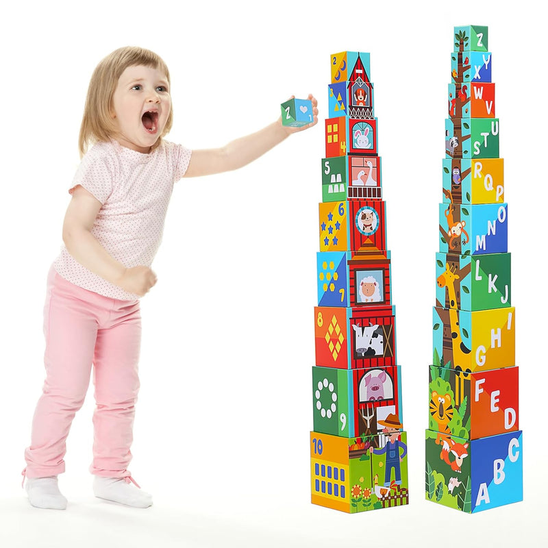 Animal Sorting And Stacking Blocks Educational Abc & Numbers Toy For Babies