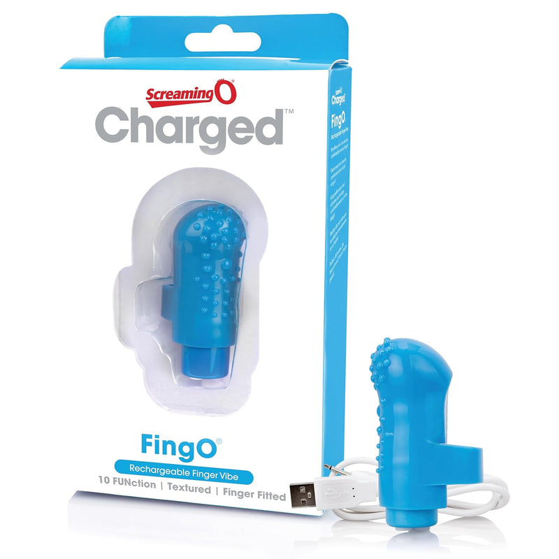 Charged Fingo Vooom – Blue Finger Vibe – Waterproof, Discreet Mini Clitoral Toy For Women – 10-Function Bullet Massager