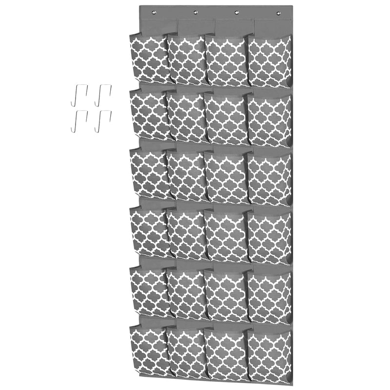 Over The Door Shoe Organizer - Hanging Shoe Rack Storage Holder With 24 Extra La