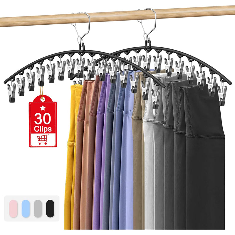 Upgrade Skirt Pants Hangers With Clips, Metal Legging Organizer For Closet With